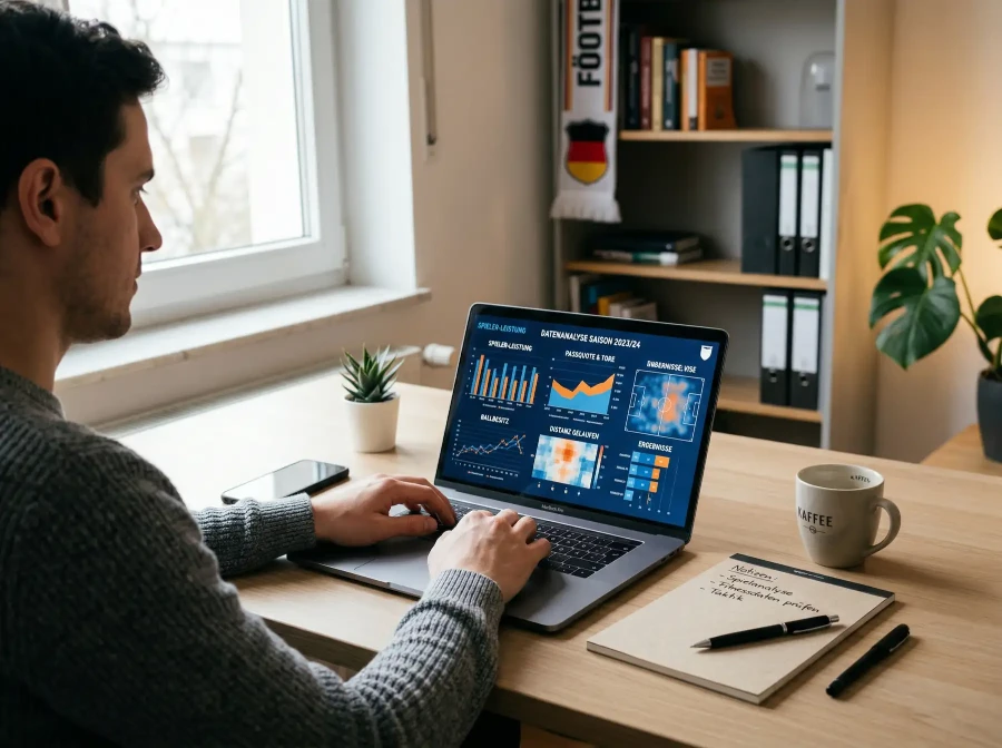 Person analysiert Sportwetten-Quoten auf Laptop-Bildschirm