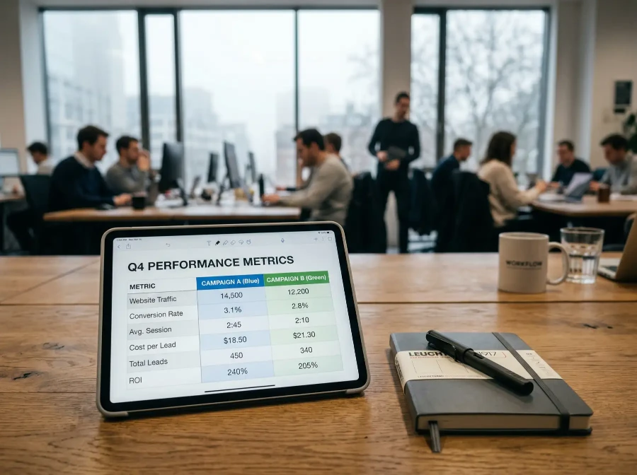 Statistik-Tabelle auf Tablet mit zwei Spielernamen gegenübergestellt