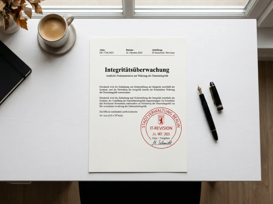 IBIA-Logo auf Bildschirm mit Überwachungssymbol